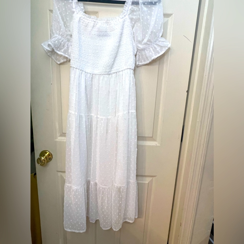 White lace midi dress